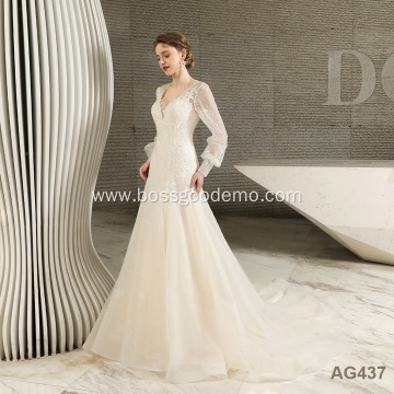 Long Sleeve Dubai Luxury Lace New vestido de noiva Custom Made muslim wedding dress bridal gowns